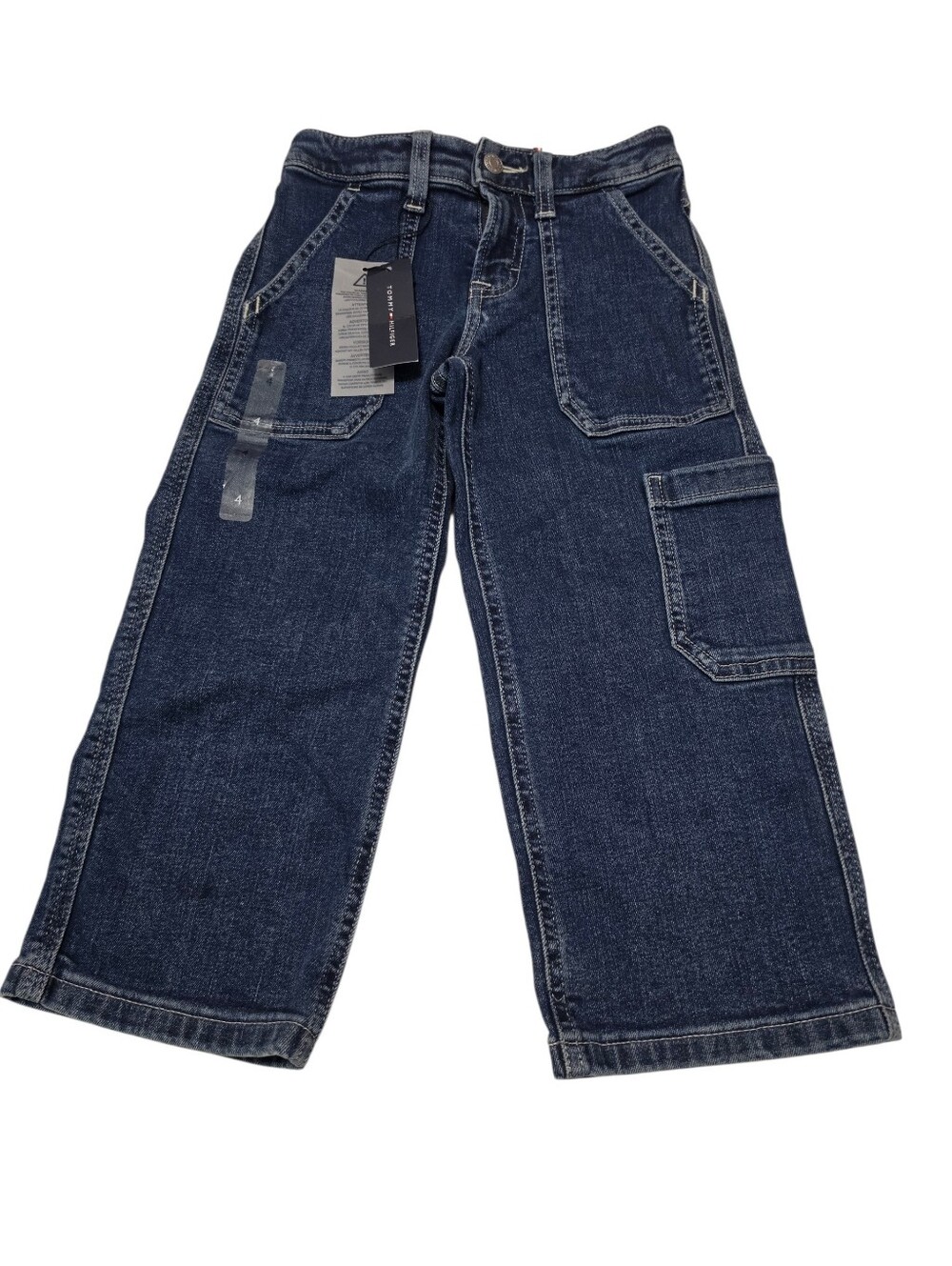 Tommy Hilfiger Kids Girls Wide Leg Cargo Utility Style Blue Jeans Sz 4